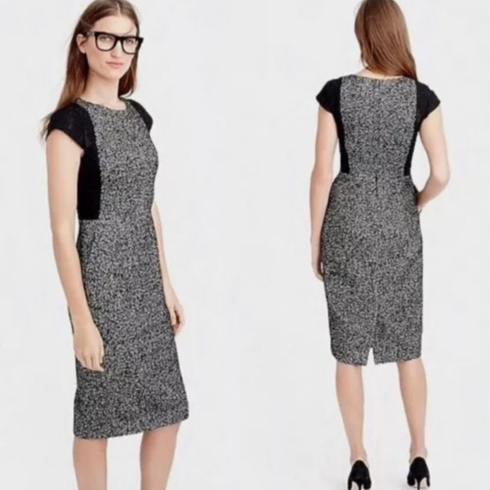 J.Crew Tweed/Lace Sheath Dress - Size 2